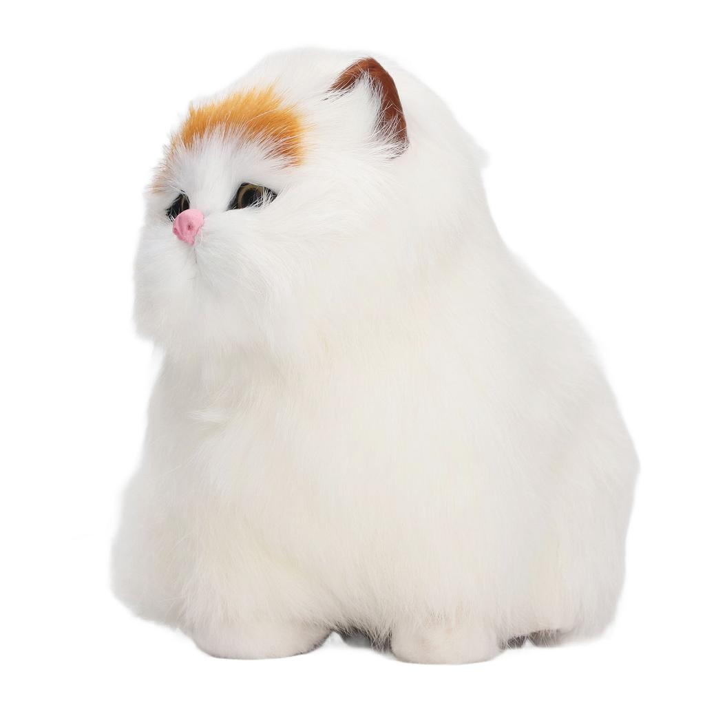 Synthetic Fur Cat Statue Home Funny Exquisite Cute Simulated Furry Cat Figurine Show Window