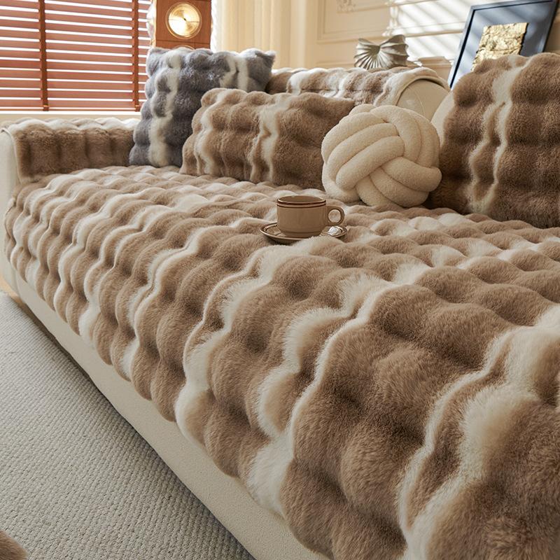 Gradual Change Tutu Velvet Sofa Cushion  New Autumn And Winter Plush Thickened Sofa Seat Cushion Sofa Cover Cloth Towel Cross-Border
