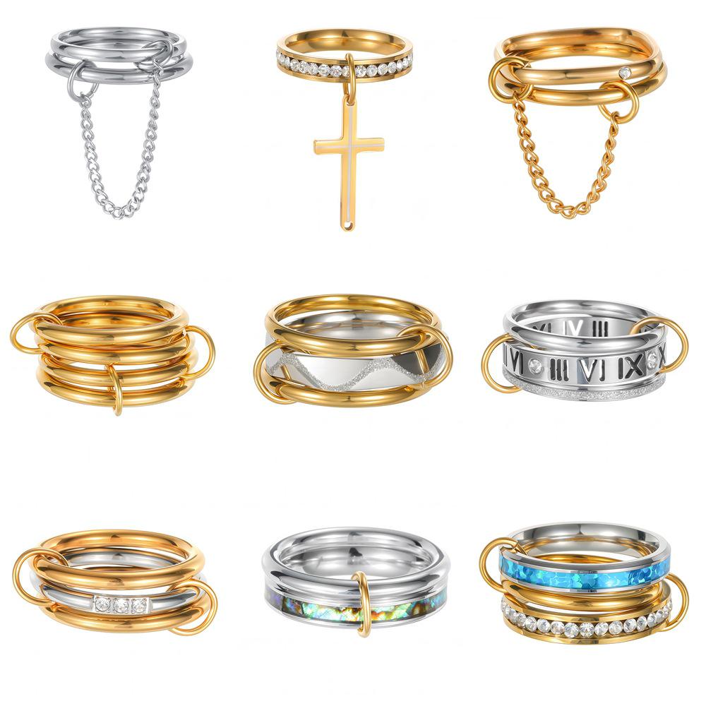 European-American Titanium Steel Stackable Finger Ring - Niche Design