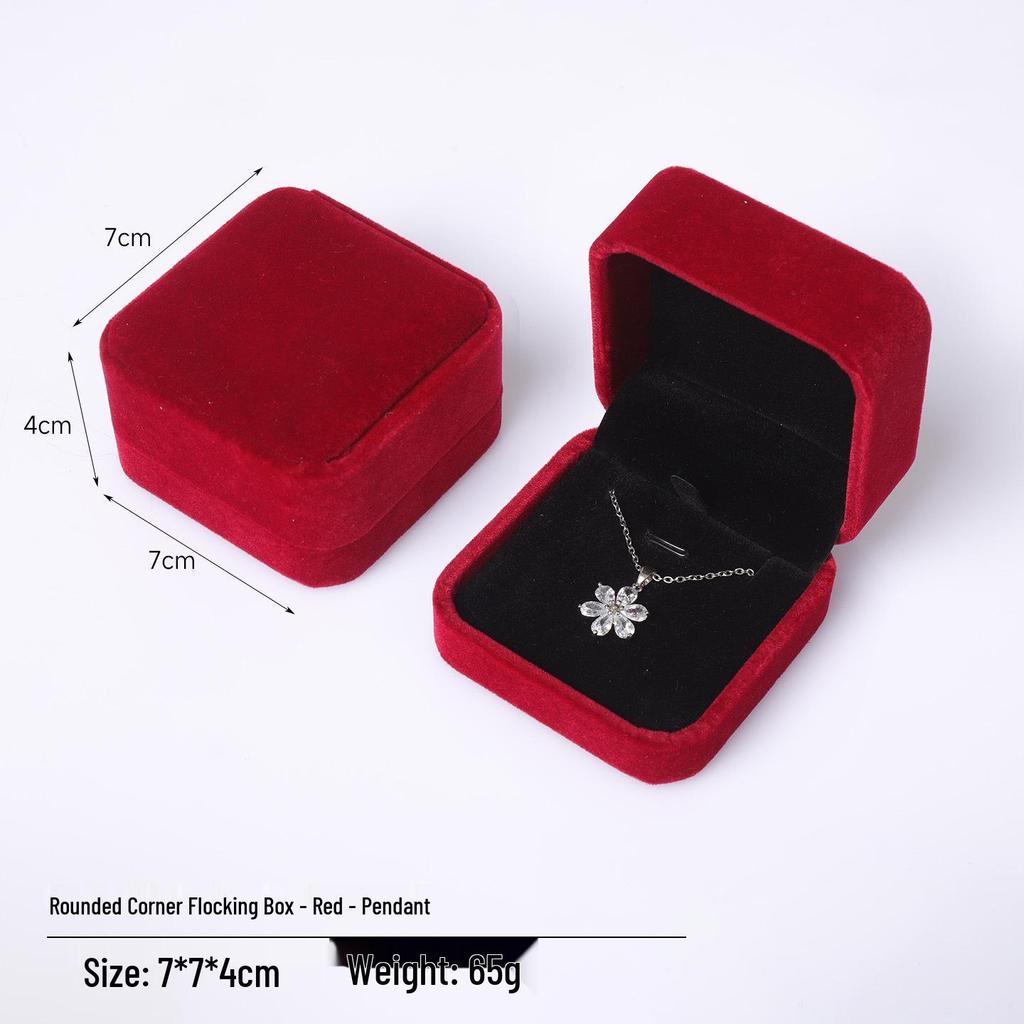 Rounded Corner Plush Jewelry Storage Box for Bracelets, Rings, and Necklaces