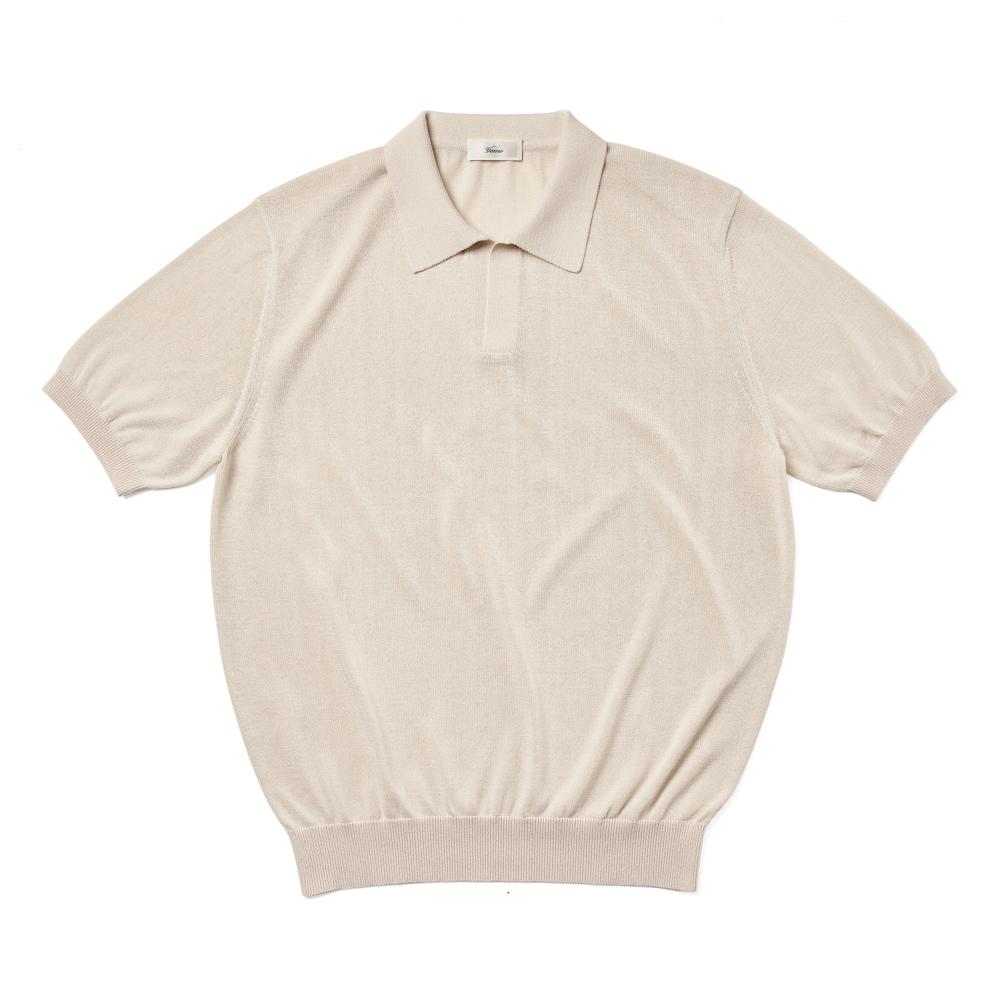Berno Linen Like Open Collar Knit Ivory Xl