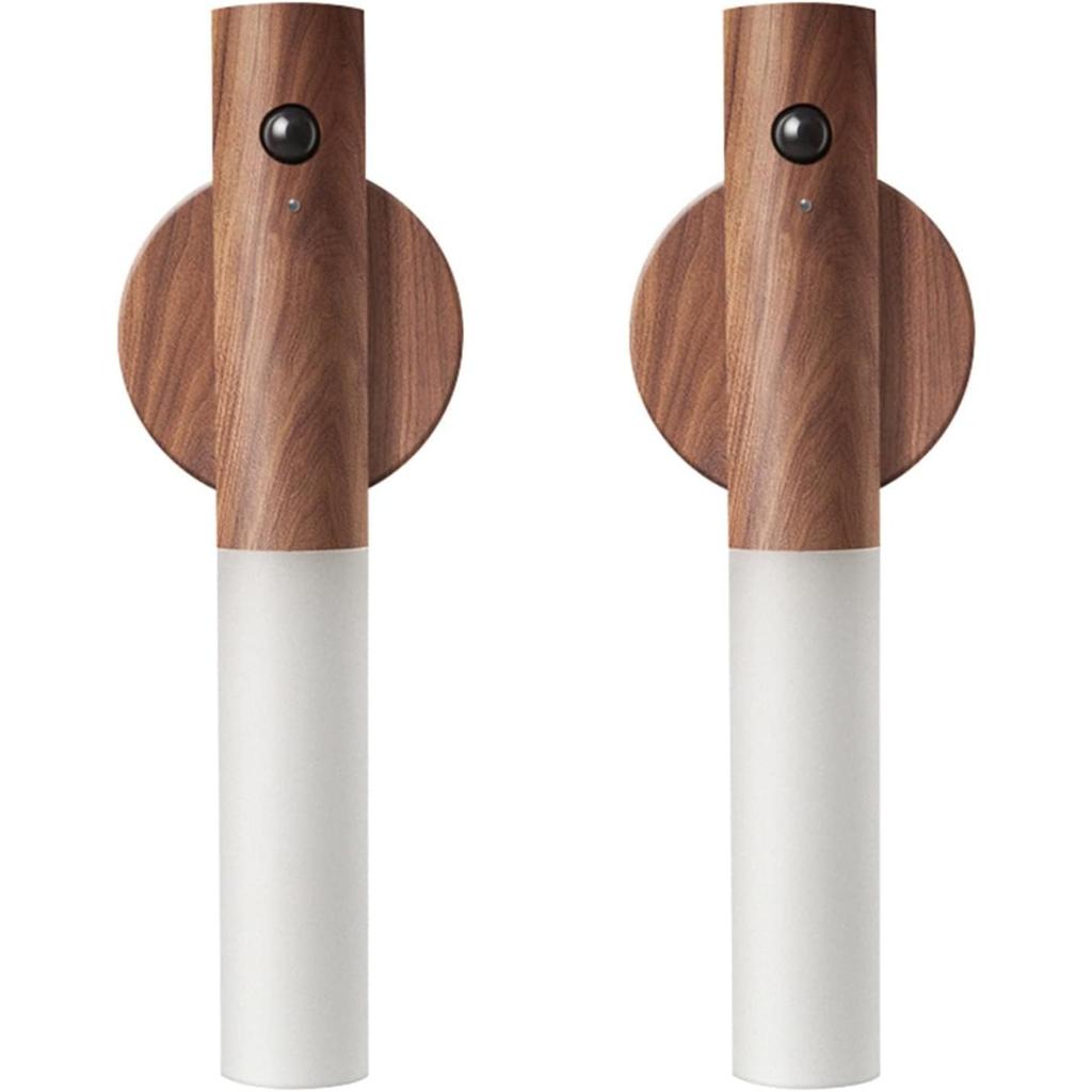 Lumini de noapte cu senzor de mișcare din lemn, aplice de perete wireless LED reîncărcabile cu magnet pentru hol, decor portabil alimentat cu baterii pentru interior