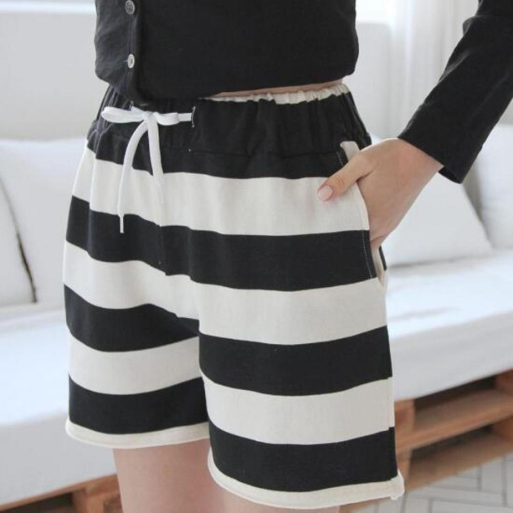 New Arrivals Open Run Stripe Pants Banding Bowtie Shorts