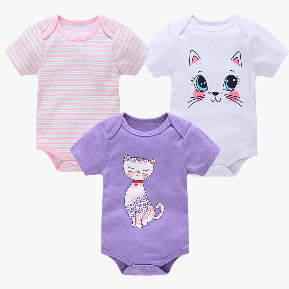 3 Items Baby Girls Clothes  Pour Nouveaux Cotton Short Sleeve Girl Bodysuit 0-12 Months Newborn Boys Clothing Toddler