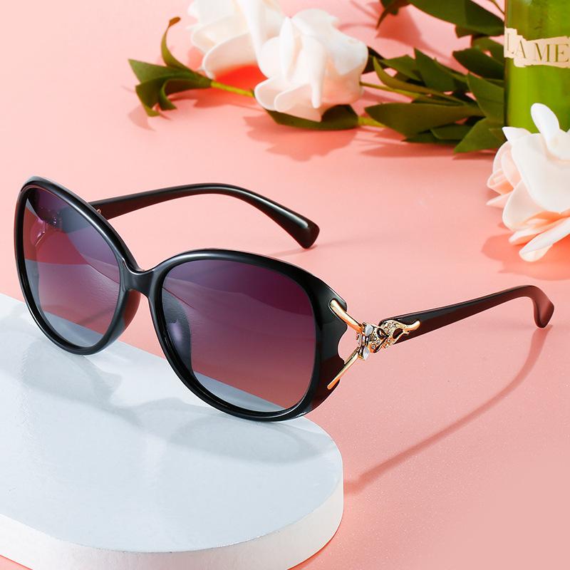 Hot Fox Head Glasses With Diamond Point Paint Polarized Sunglasses, Women'S Personalized Street Shot Concave Sunglasses