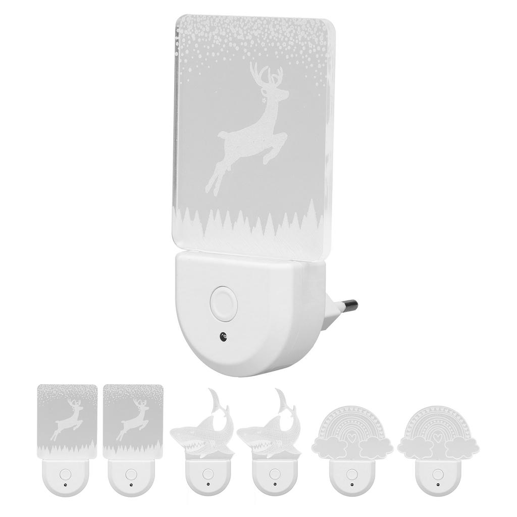 2Pcs Plug Into Wall Night Light Acrylic RGB Energy Efficient Light Sensing Xmas Night Lamp for Bedro