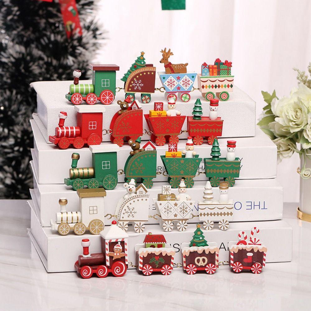 Multicolor Christmas Train Cartoon Animal Mini Christmas Tree Train  Ornament