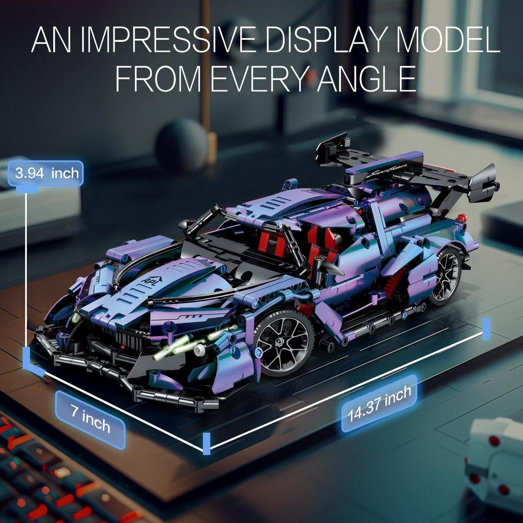 Technic Sports Car Building Blocks 1:14 Apollo IE Raceing Car Model Building Kit Speed Champions MOC Construction Toy for Adults,Collectible Sports