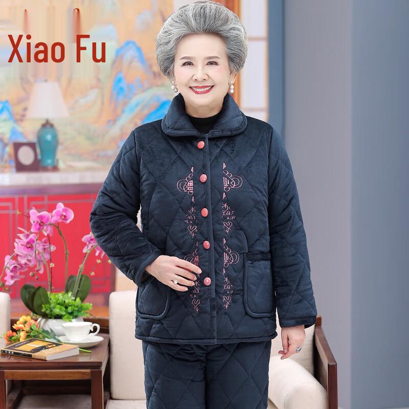 

Elderly Women s Plush Winter Home Padded Pajama Set XL