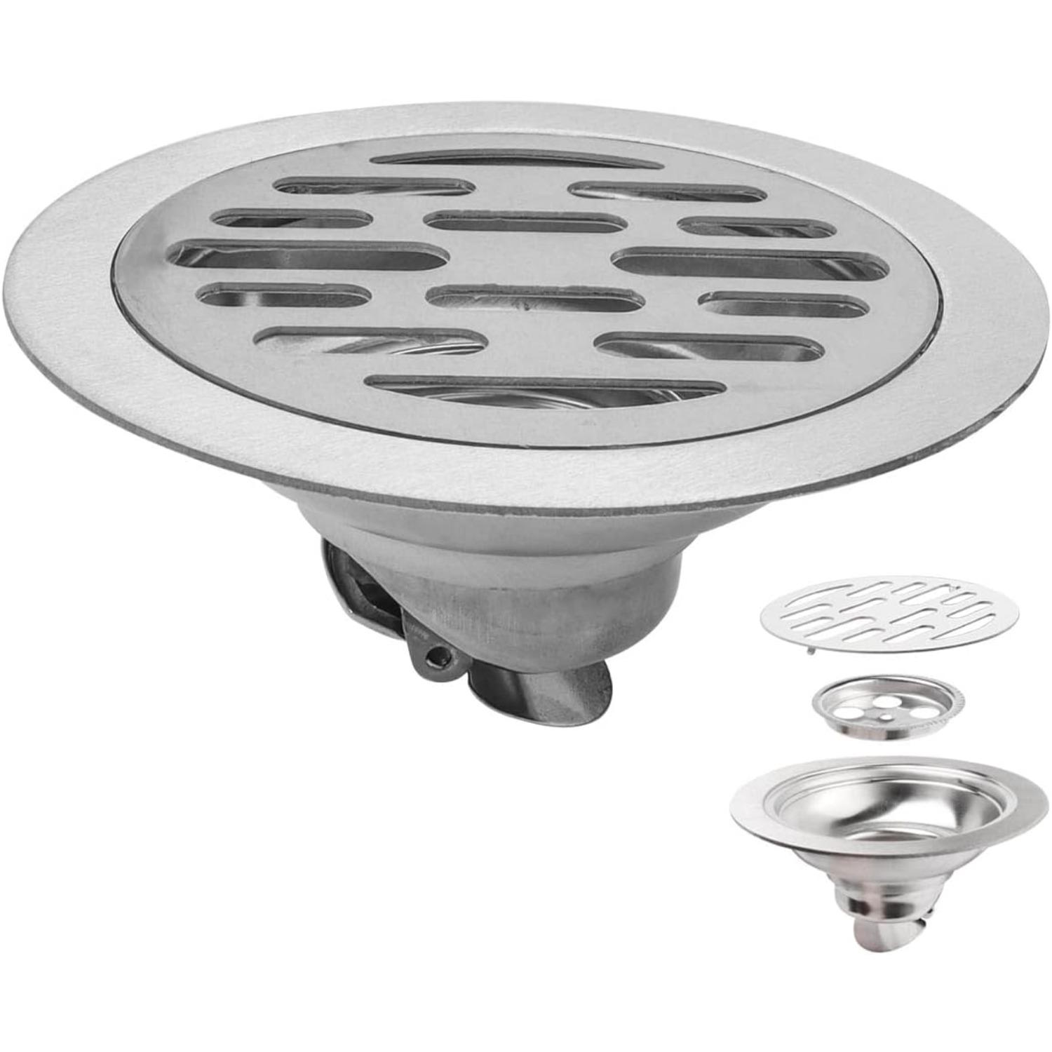 Odor Proof Floor Drain 4 Inch, Round Shower Drain Backflow Preventer 1PCS