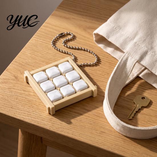 Stress Relief Toys 3D Printed 9-Square Fidget Clicker Toy, Simulation Fruit Cookie Pressing Portable Desk Fidgets Keychain, Click Desktop Ornament,