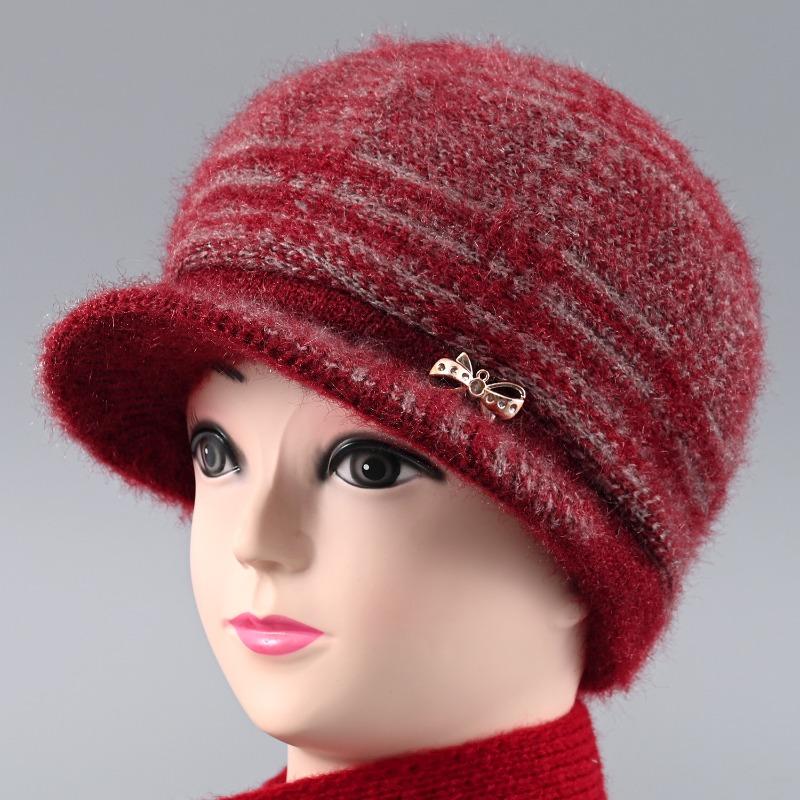 Winter New Velvet Warm Wife Hat Versatile Old Hat Women's Cold-proof Knitted Wool Hat