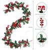 Red Berry Christmas Garland, 175cm Flexible Artificial LED Wreath for Indoor Outdoor Fireplace Stairs Table Winter Holiday Decor