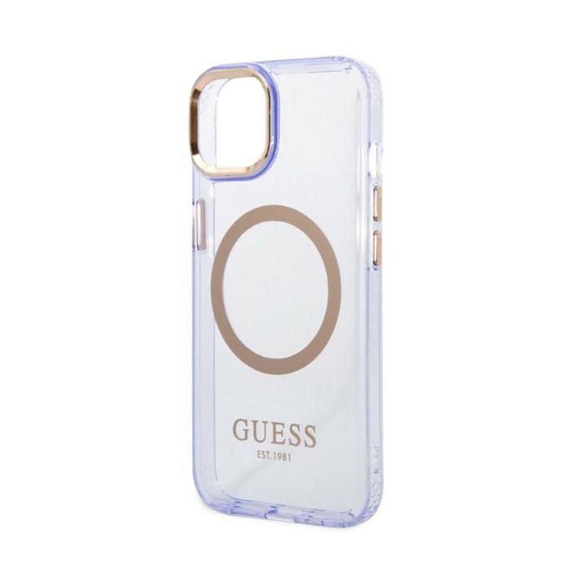 Guess Gold Outline Translucent Magsafe - Etui Iphone 14 (Fioletowy)