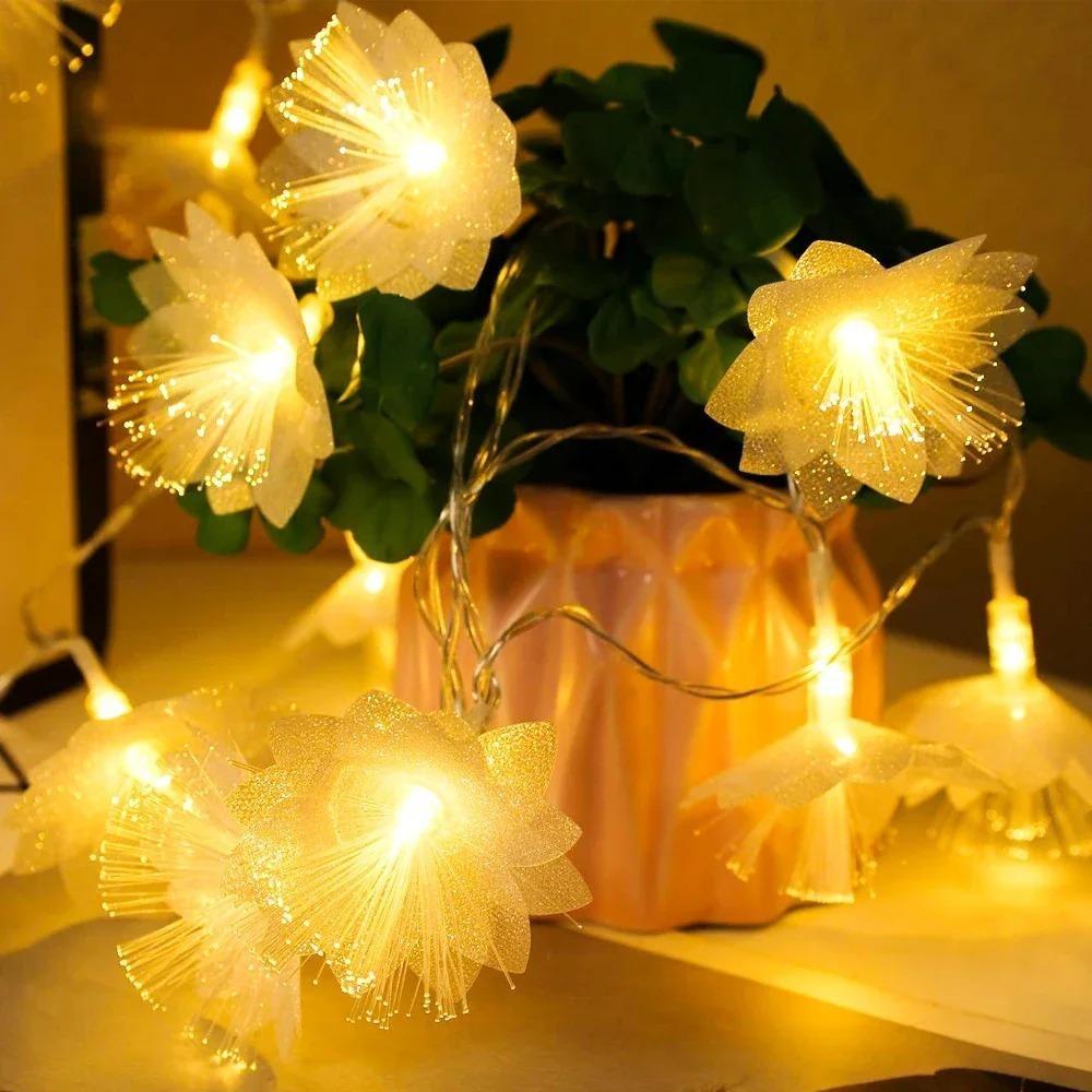 

6M светодиодная гирлянда из оптоволокна, гирлянда на батарейках для рождественских свадебных вечеринок, новогодних декоративных гирлянд Warm White(6M 40LED)
