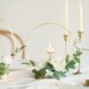Hexagonal Metal Floral Hoop Wreath Macrame Round Metal Hoop Rings with Wooden Base Centerpiece for Wedding Table Decoration