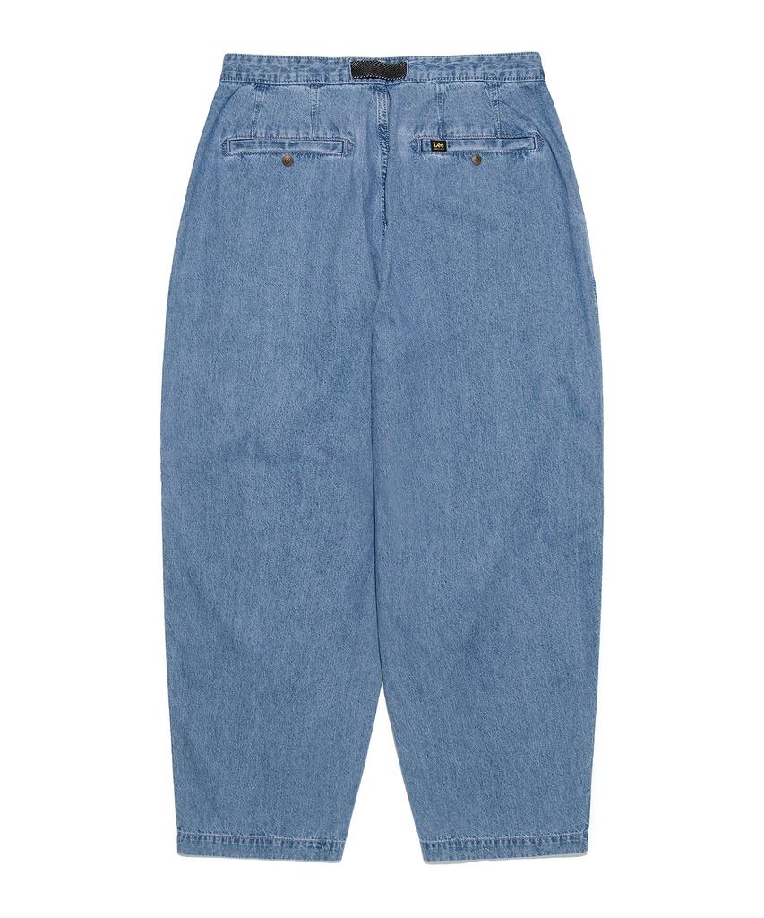 LEE Men Webbing Belt Linen Denim Pants Indigo Light
