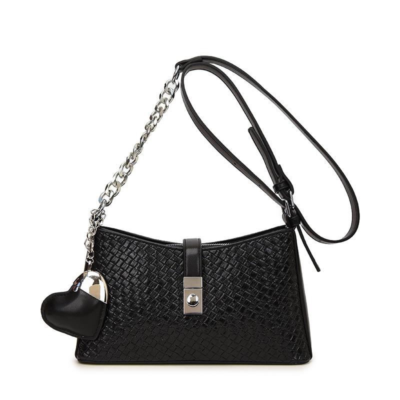 

Premium texture niche fashion bag women s new versatile shoulder underarm bag hand carry messenger bag No pendant чорний