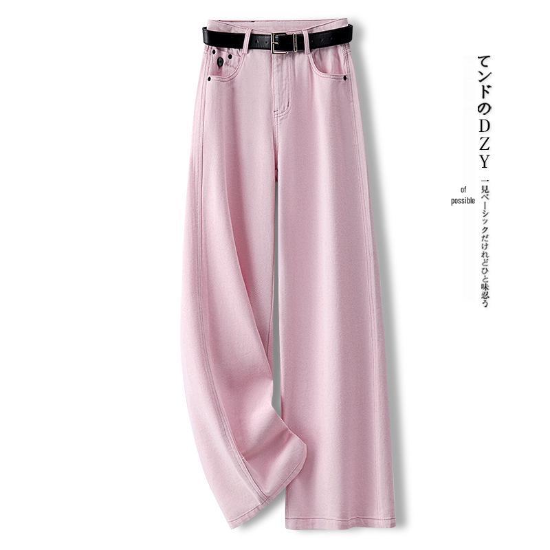 Women's High Waist Yellow Wide-Leg Vintage Jeans for Spring 2025