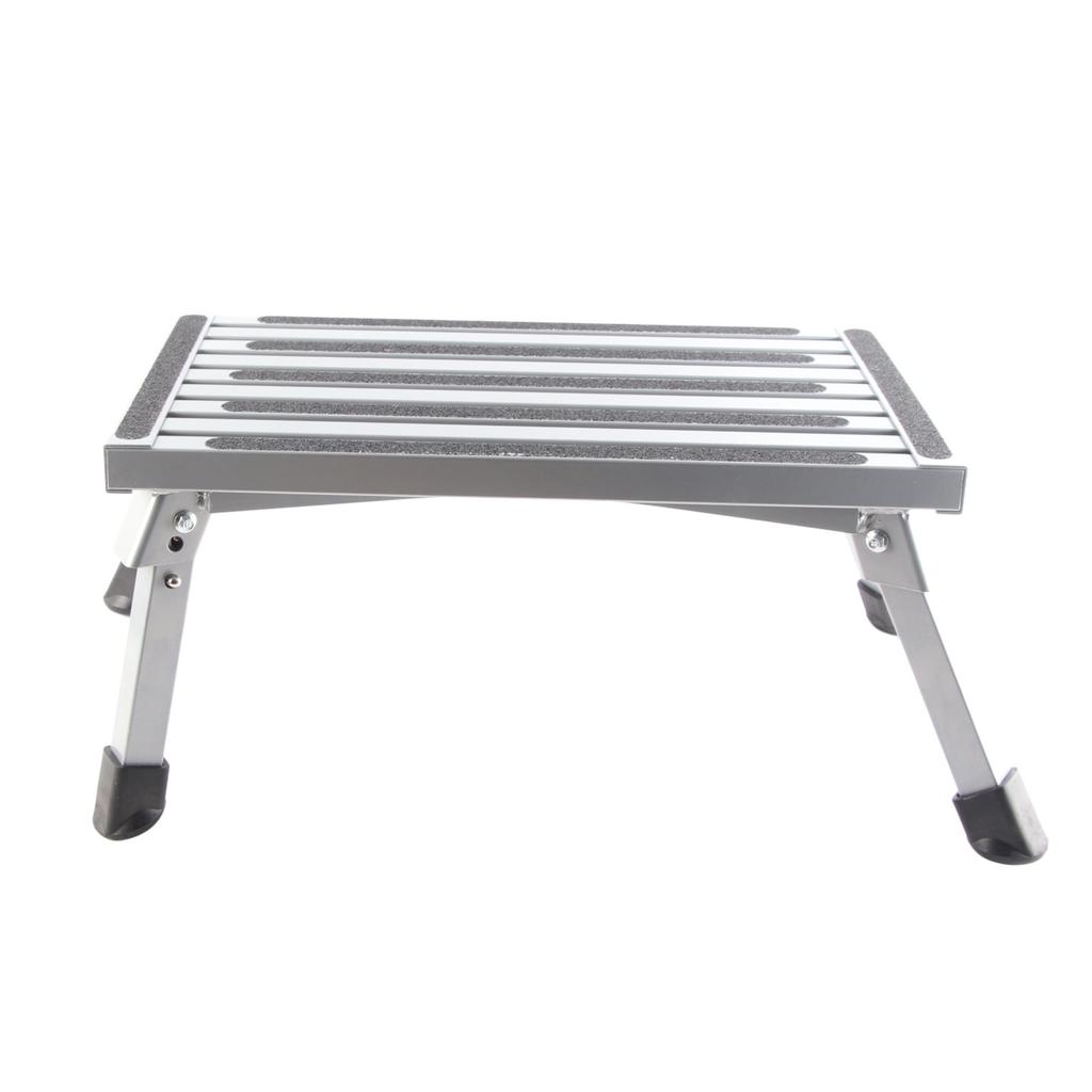 RV Step Stool Multifunctional Rubber Feet Silver Gray Stable Aluminum Alloy RV Foldable Step Stool