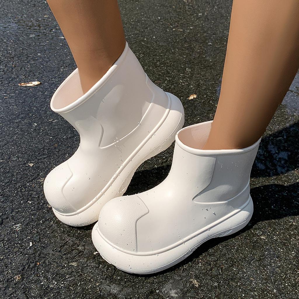 Waterproof Eva Thick Bottom Ankle Boots Women 2025 Winter Chunky Platform Non Slip Rain Boots Cute Round Toe Girl's Water Shoes