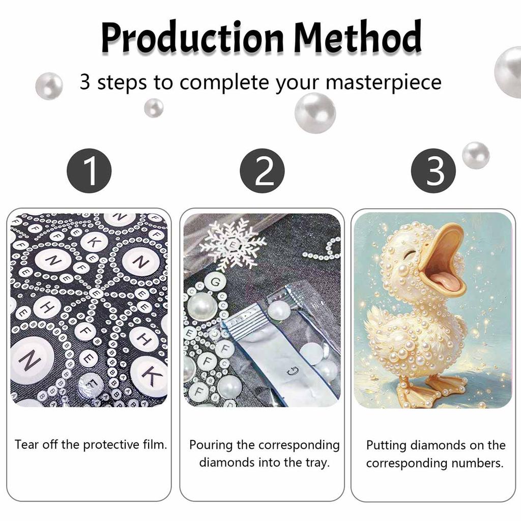 Adorable Duck Pearl Painting Kit DIY 3D Sparkling Bead Canvas Art Relaxing Handmade Craft Gift for Women for Home Wall Decor Decoration