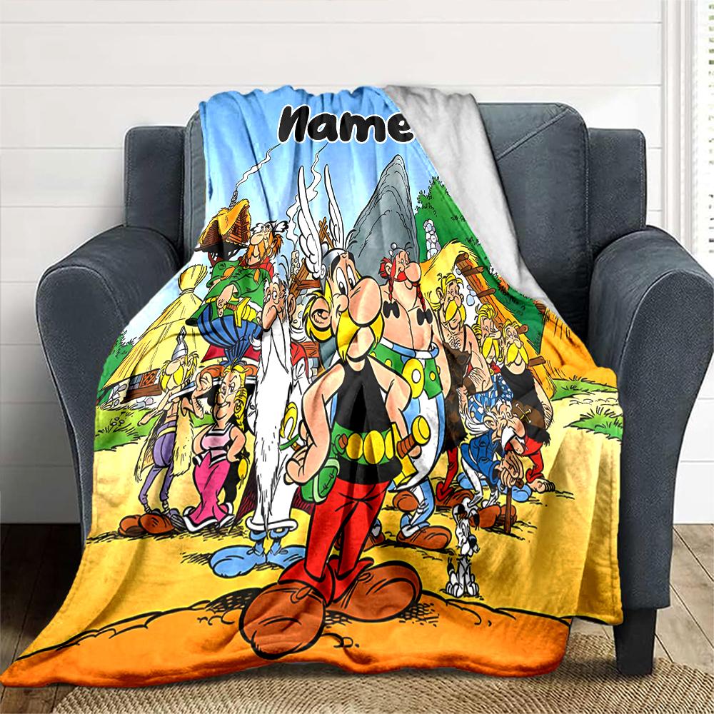 Personalisierbare Decke mit Namen und Persönlichkeit Asterix, Weich & Warm, für Sofa, Büro, Bett, Reise, Mittagspause, Geschenk, Geeignet für alle Jahreszeiten