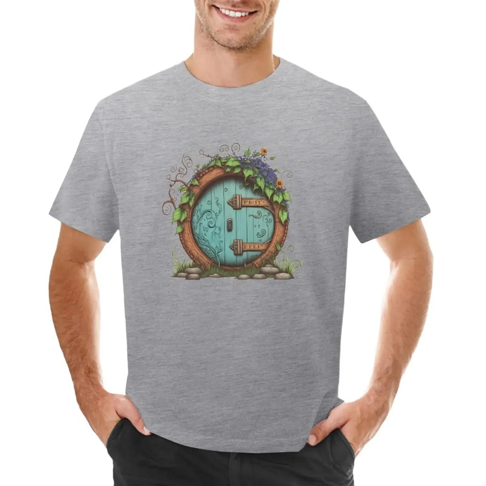 

Beautiful Round Door White Fantasy TShirt sports fans blanks korean fashion mens vintage t shirts S