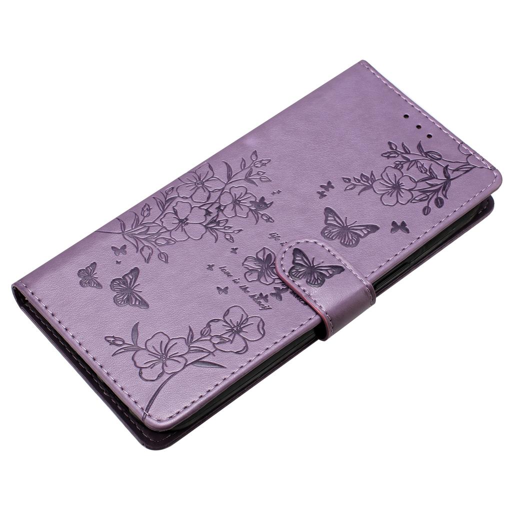 For iPhone 16 Pro Max Case Butterfly Floral Imprint Leather Stand Phone Cover with Wallet