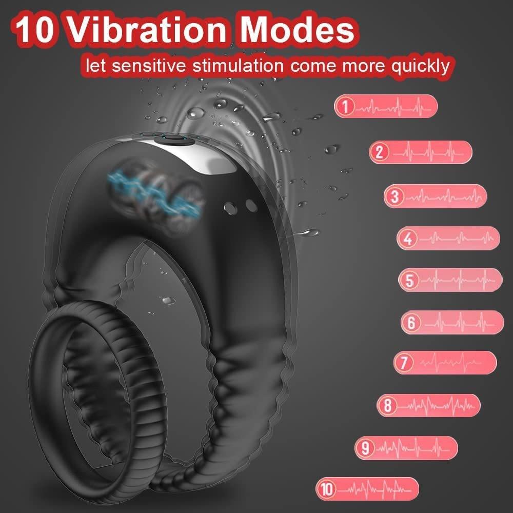 Male Locking Sperm Double Ring USB Charging Vibration Massage Locking Sperm Ring Male Masturbator