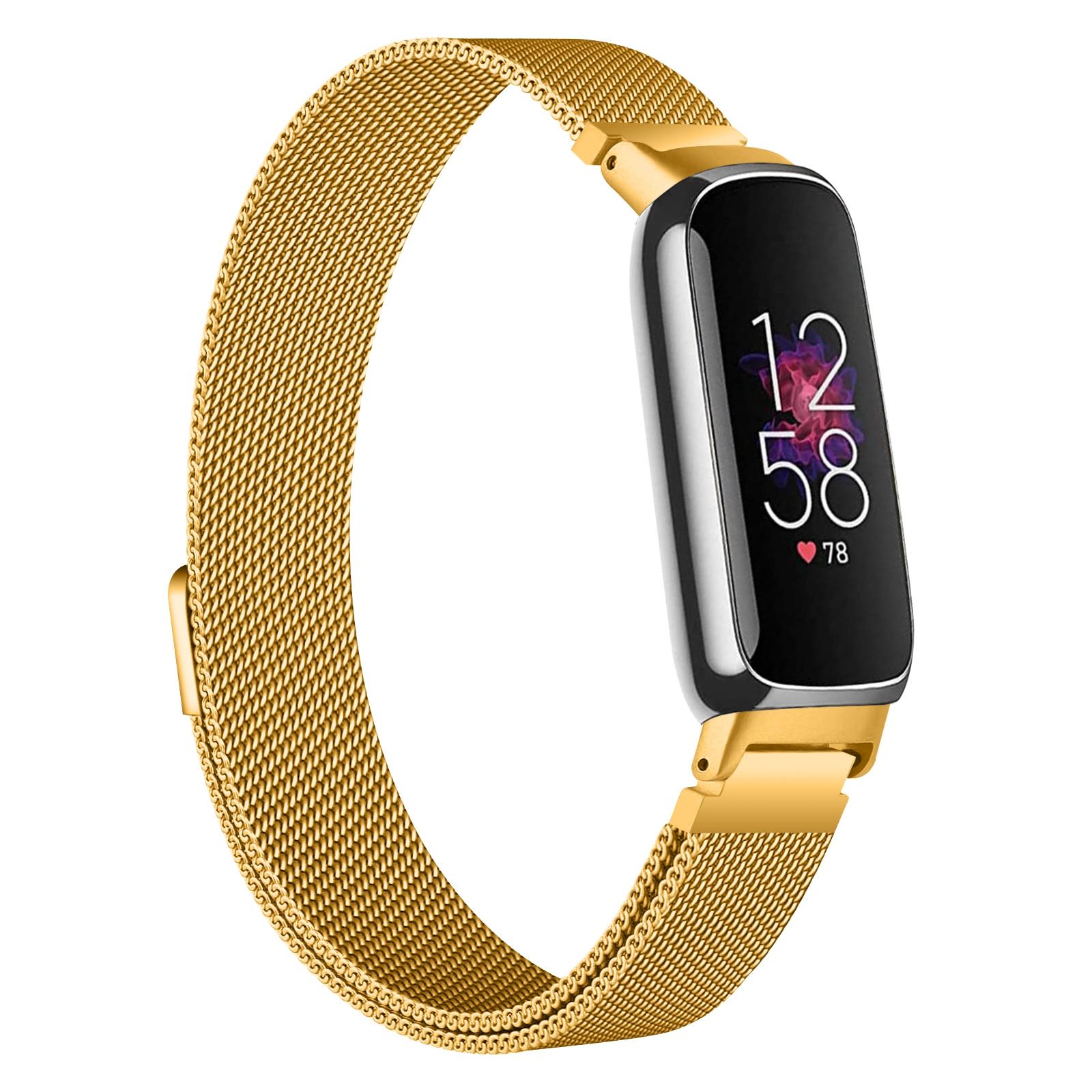 

Smart Watch Band for Fitbit Inspire 3 Stainless Steel Magnetic Milanese Metal Mesh Strap Gold