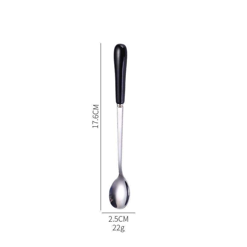 Dessert Espresso Ceramic Handle Stainless Steel Teaspoon Stirrer Coffee Spoons Stirring Tool