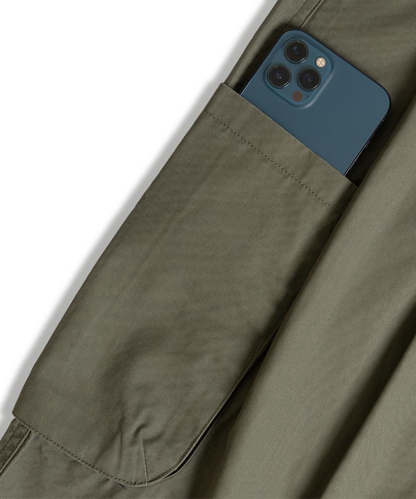 MUDSALT Double-Tuck Wide Bermuda Pants Olive
