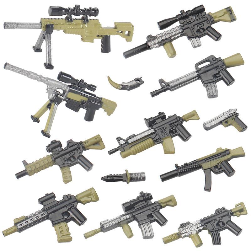 Army WWII Soldier Figure Armaments Brick Playset Gatling M2 Heavy Machine Aviation Gun NSV Bullet Chain Mortar ZB53 Toys Playsetss T12