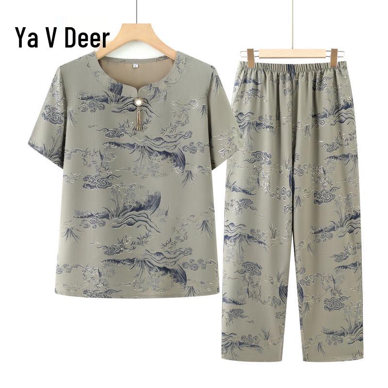 Yalu Women s Ice Silk Short Sleeve Summer Set XL