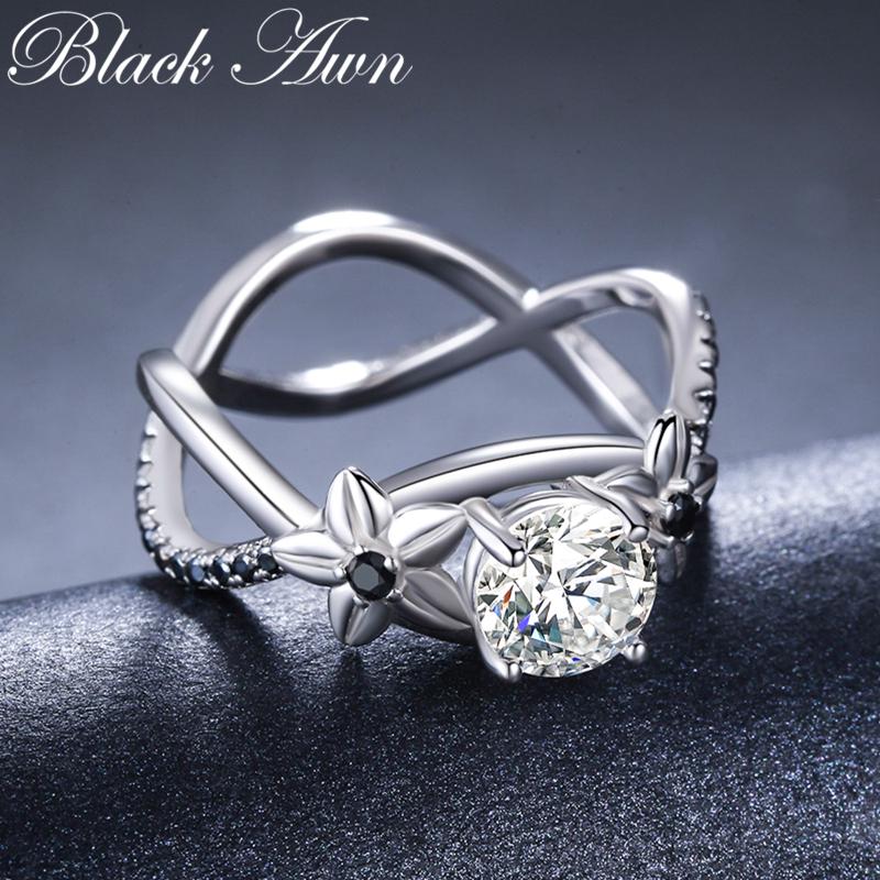 Black Awn Classic Romantic Rings for Women Black Stone Jewelry