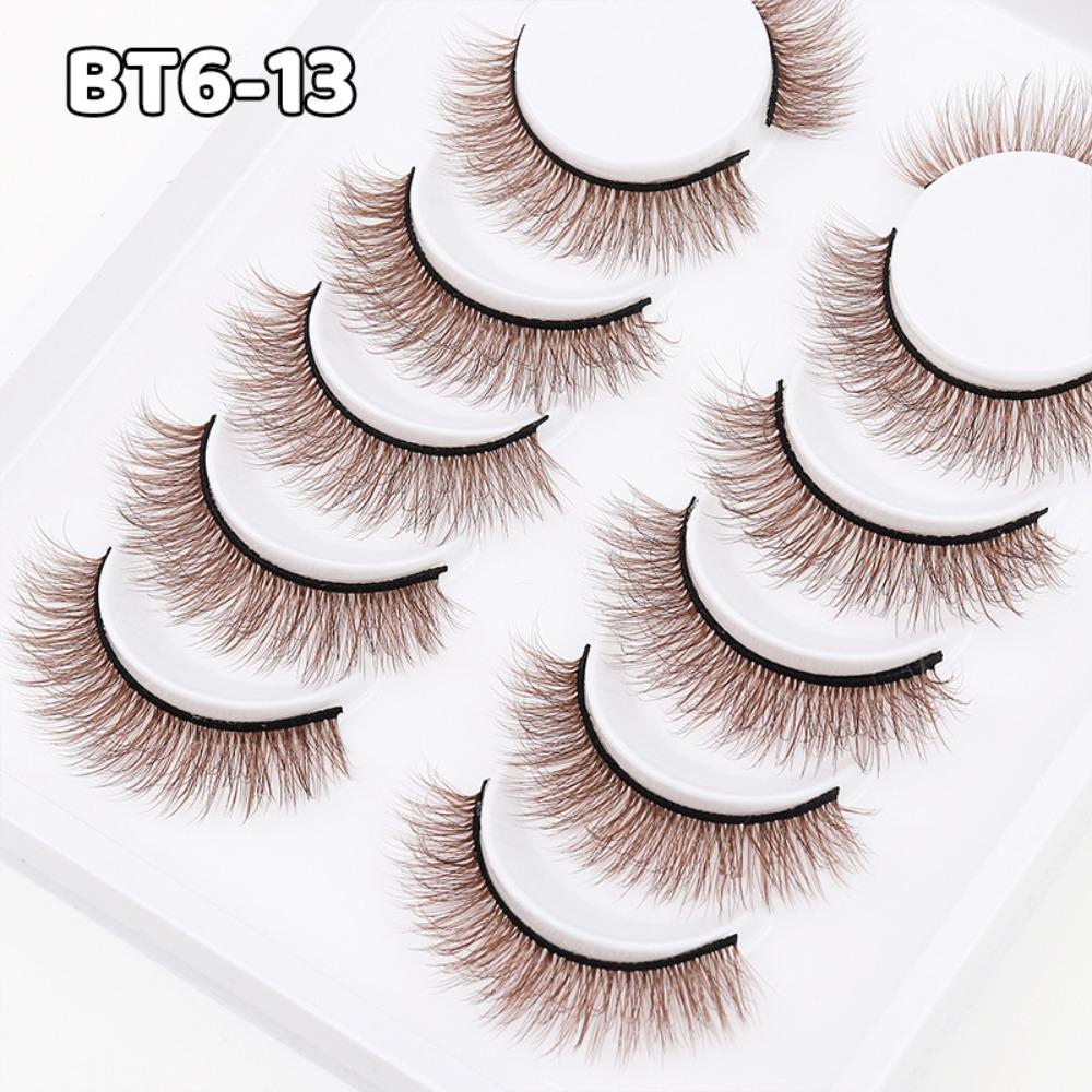 6 Pairs 3D Faux Mink False Eyelashes Black Band Eye Lashes Handmade Lashes Eyelash Extension