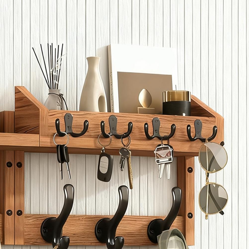 74cm Wall Mount Coat Rack With Shelf 4-in-1 Entryway Organizer With Hooks Mail Holder Rustic Key Hanger Floating Shelf For Wall