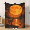 1pc Flannel Blanket Serenity Under Moonlight Soft Comfortable And Warm This Nap Blanket/Sofa Blanket Is Suitable for All Seasons A