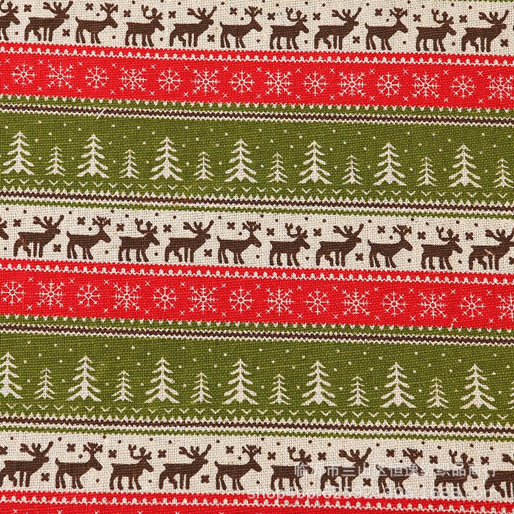 Linen Snowflake Elk Cotton Canvas Christmas Tablecloth Curtains