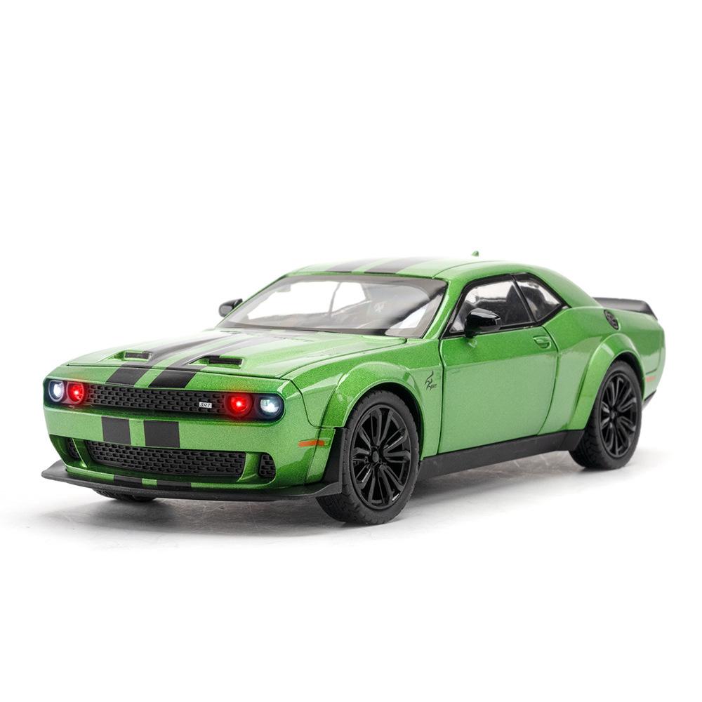 

1/22 Dodge Challenger SRT Hellcat Demon Eyes Alloy Diecast Model Car Toy Wheel Pull Back Supercar Light Sound Toys for Kids