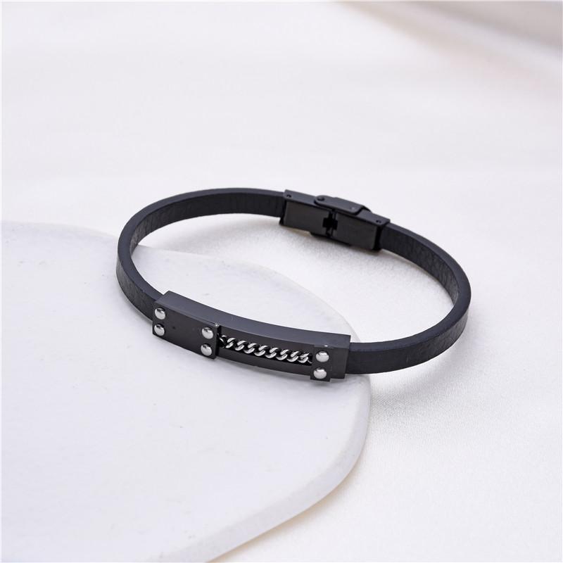 

Classic Man Bracelet Black Stainless Steel Bangle Fashion Metal Titanium Hand Chain Goth Punk Party Men Jewelry Bracelets 21cm