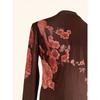 Floral Print T-Shirt for Women High Elasticity Crew Neck Long Sleeve Top with Semi-Sheer Floral Design, Spring/Fall Casual & Formal Wear