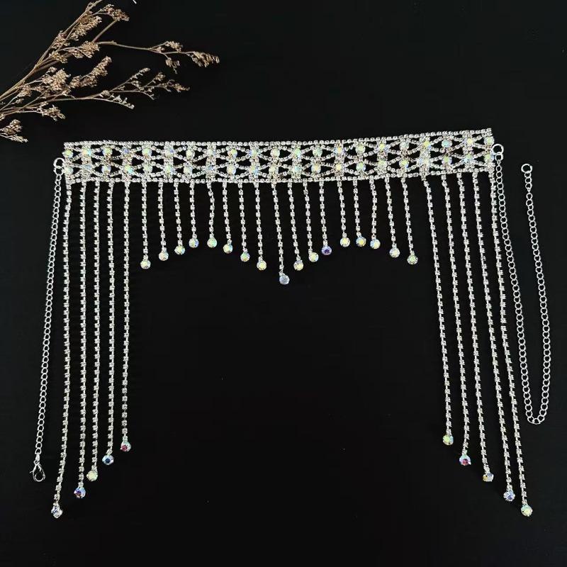 Meier Rhinestone fringed head chain, hair chain, exaggerated personality full diamond stage headdress
