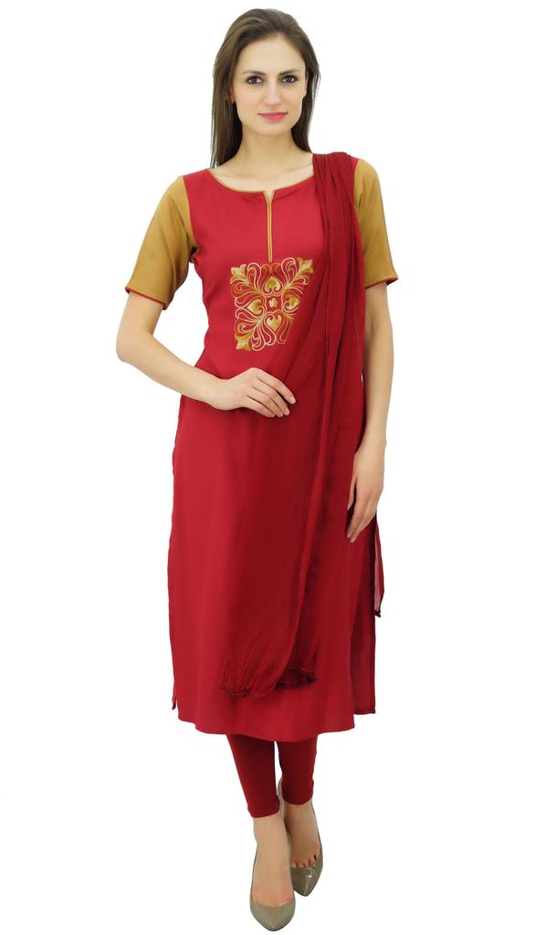 Atasi Women'S Rayon Straight Churidar Suit With Dupatta Sizes Available