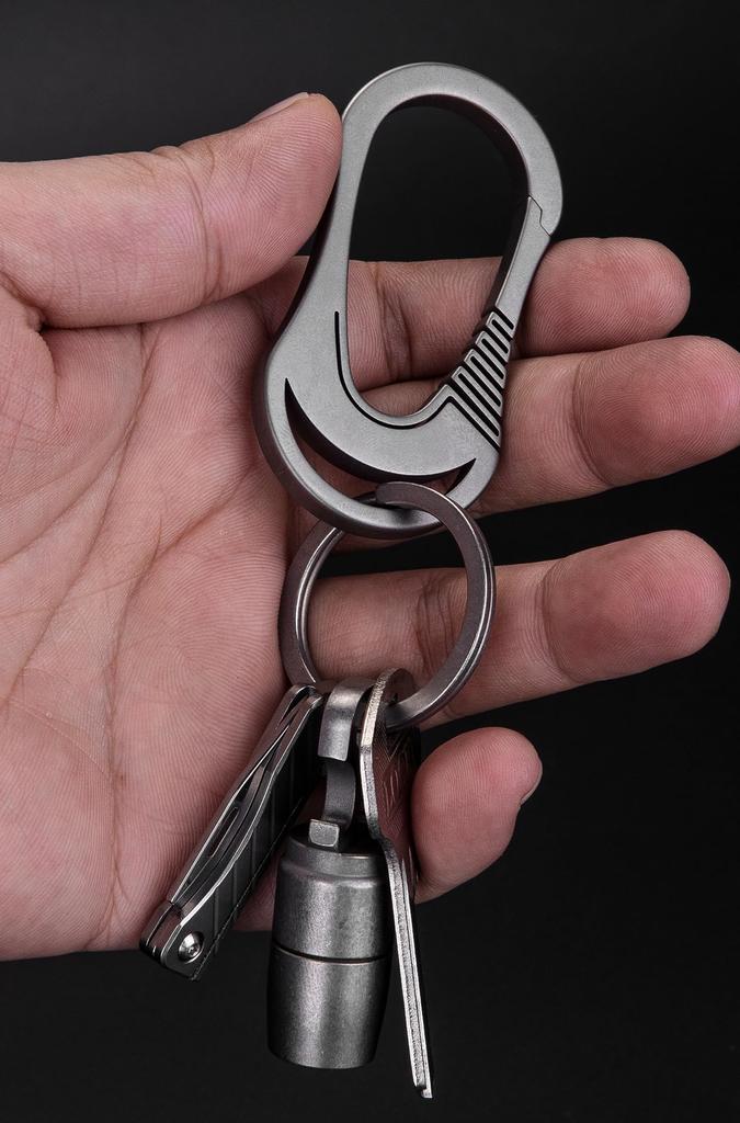 Titanium Carabiner Keychain - EDC Compatible Key Ring Model OLM01 (Gunmetal Gray)