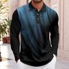 Men's Long Sleeve Striped Polo Shirt, Casual Versatile Top for Daily Wear