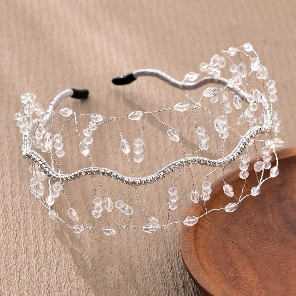 Handmade Sparkling Rhinestone Tiara Elegant Headbands Bride Hair Bands  Women