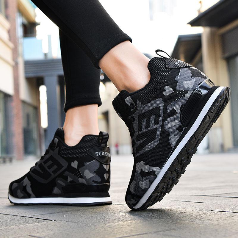 Fashion New Women's Shoes Breathable Summer Thick Sole Sneakers Breathable Height Increasing Camouflage Lace Up Casual Single Shoe