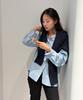TTUDEMENT Boat Neck Long Sleeve Knit (Navy)